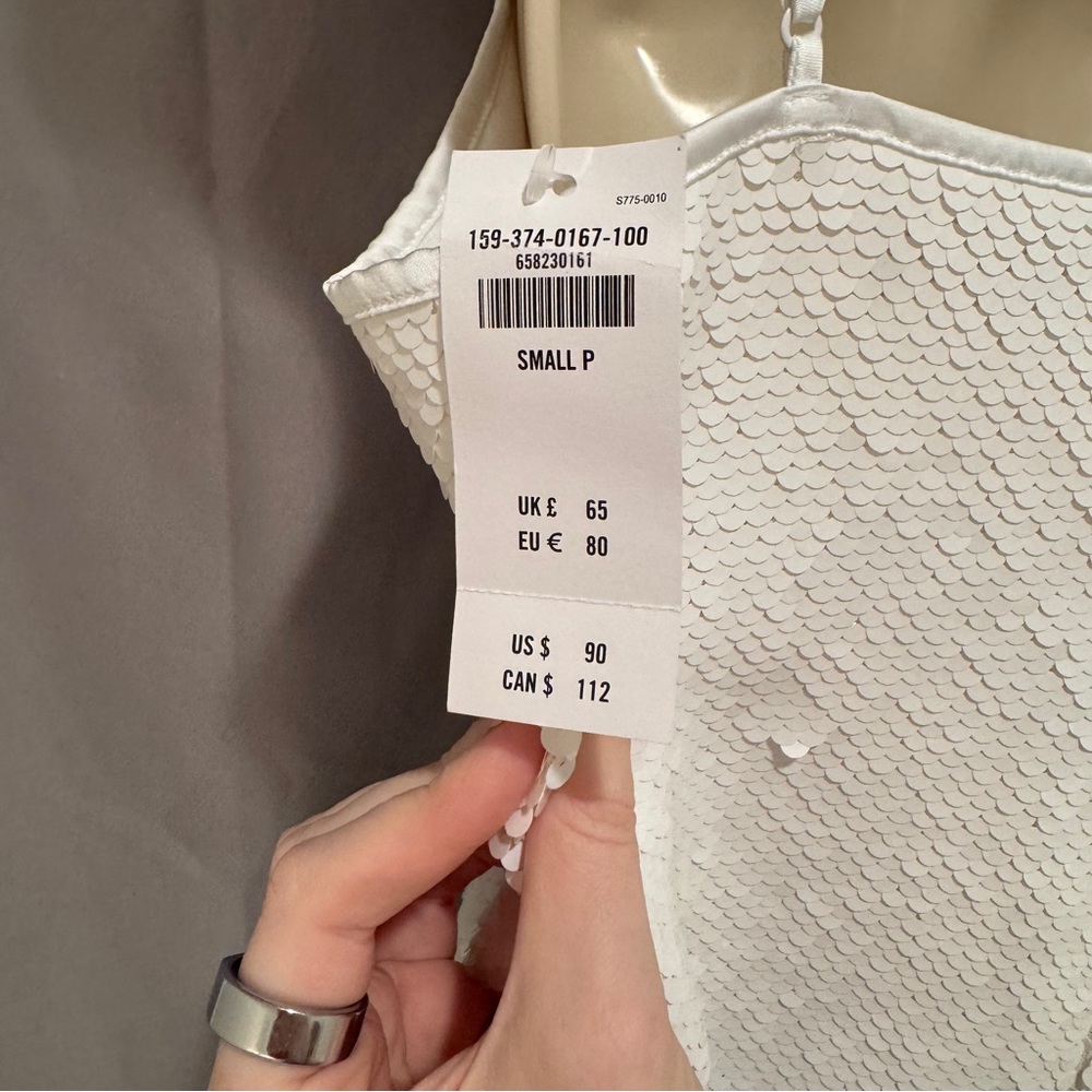 NEW Abercrombie & Fitch White Sparkle Sequin Dress - Picture 6 of 9